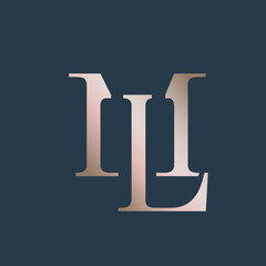 ML monogram logo.Typographic signature icon.Letter m and letter l.Lettering sign isolated on dark fund.Wedding, fashion, beauty serif alphabet initials.Elegant, luxury style.