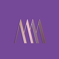 MM monogram logo.Typographic signature icon.Uppercase letter m.Lettering sign isolated on purple fund.Wedding, fashion, beauty alphabet initials.Elegant, luxury, geometric style.