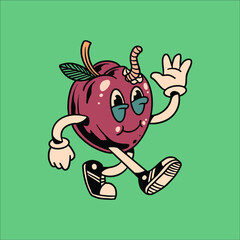 happy apple cartoon vector design