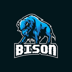 Bison mascot logo design vector with modern illustration concept style for badge, emblem and t shirt printing. Angry bison illustration.