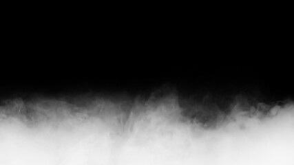 White smoke or fog isolated on black background.