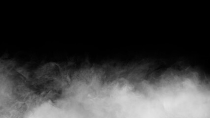 White smoke or fog isolated on black background.