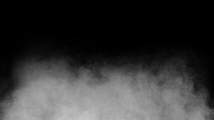 White smoke or fog isolated on black background.