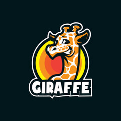 Giraffe mascot logo design vector with modern illustration concept style for badge, emblem and t shirt printing. Smart giraffe illustration.