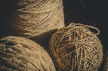 A ball of yarn. Material for knitting. Home crafts and hobbies. Copy space, horizontal composition