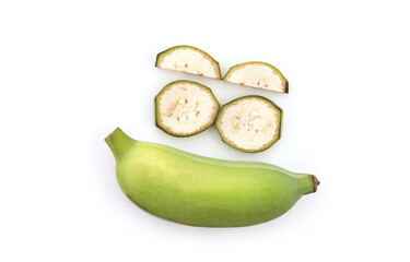 Banana or cultivated banana fruits isolated on white background.top view,flat lay.