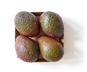 Fresh avocado isolated on white, from above