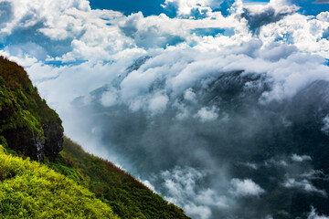 Clouds, mist, cover the mountain peaks, tropical rainforests, Thailand