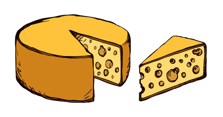 A slice of Dutch cheese. Vector drawing