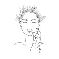 Beautiful woman. Line art. Vector illustration.