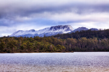 Tas Lake mt range snow peaks