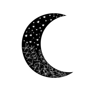 Moon Surface. Moon. Satellite Planet. Crescent Moon. Object Shape. Vector Graphics.