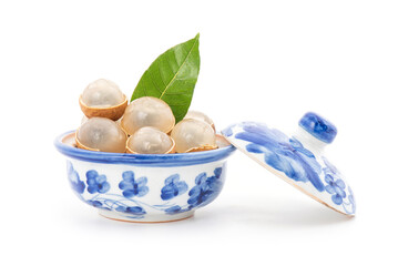 Longan or dimocarpus longan fruits isolated on white background.