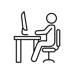 Fototapeta premium Employee icon. Flat pictogram for web. Line stroke. Simple office worker symbol isolated on white background. Outline vector eps10