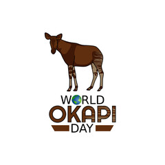 vector graphic of world okapi day good for world okapi day celebration. flat design. flyer design.flat illustration. - obrazy, fototapety, plakaty