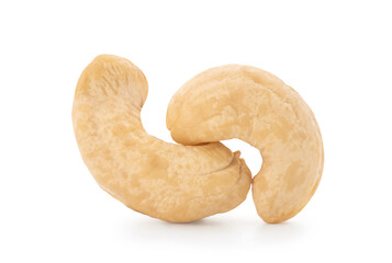 Cashews seeds isolated on white background with clipping path.