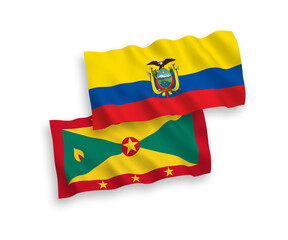 Fototapeta premium Flags of Grenada and Ecuador on a white background