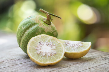 Fresh pumpkin Lemon,fruit on nature background.