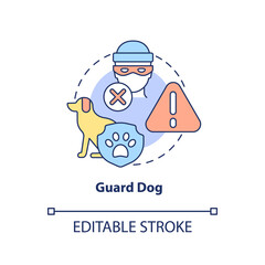 Guard dog concept icon. Domestic animal abstract idea thin line illustration. Pet trained to protect house from burglary. Family guardian. Vector isolated outline color drawing. Editable stroke