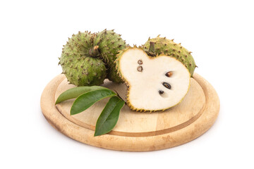 Soursop or annona muricata fruits isolated on white background.