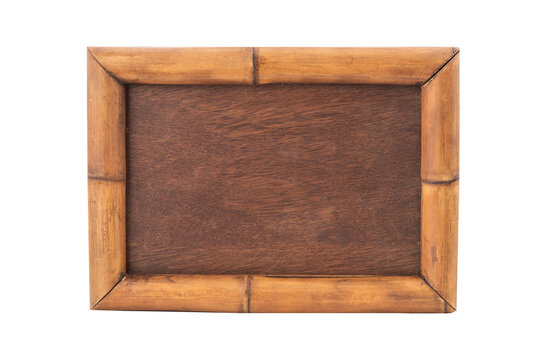 Old bamboo wood frame isolated on white background with clipping path.