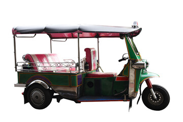 Tuk tuk ,car on white surface with clipping path.