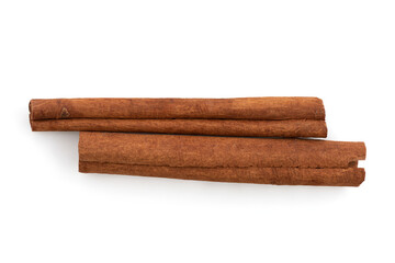 Cinnamon bark isolated on white background with clipping path.top view,flat lay.