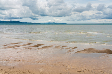 Landscape sea beach with cloudy sky at Pattaya, Thailand