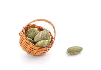 Pumpkin seeds isolated on white background.