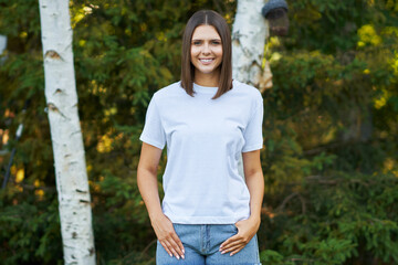 Young woman in white shirt