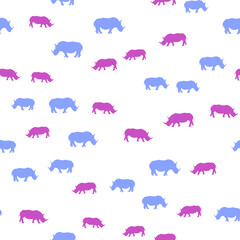 Seamless vector pattern with African Rhinos
