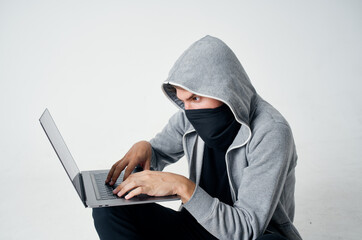 hacker stealth technique robbery safety hooligan isolated background