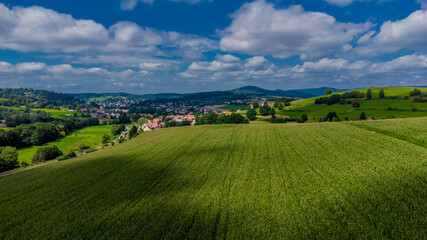 Spätsommerliche Getreideernte bei Schmalkalden - Thüringen - Deutschland