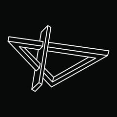 Impossible object. Optical art. Geometric shape. Optical illusion figure.