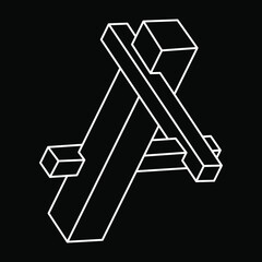 Unreal geometry. Impossible optical illusion shape. Optical art object. Impossible figure.