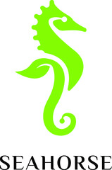 sea horse green natural with growth leaf vector design
