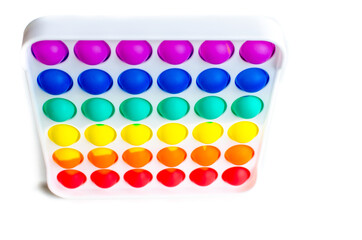 Sensory anti stress toy Pop it Fidget Toy Colorful, on white background. Copy space