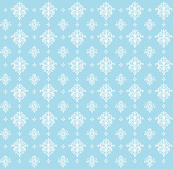 ブルー系のオーナメント柄　寒色　シームレス　ビンテージ壁紙　デザイン素材