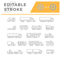 Set line icons of trucks © motorama