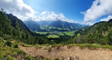 Fototapeta na wymiar Blick auf Alpbach in Tirol