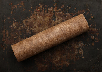 Dirty brown used water purification filter