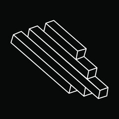 Impossible object. Optical illusion. 3d illustration. Geometric figure.