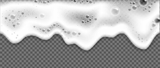 realistic soap or beer white foam. Sea foam on transparent background - obrazy, fototapety, plakaty