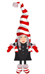 Christmas little gnome isolated on white background. Vector decoration