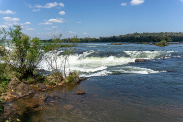 Iguazu Falls, located on the border of Argentina and Brazil, is the largest waterfall in the world.