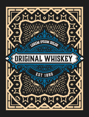 Whiskey label with old frames