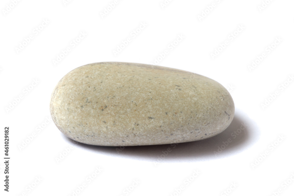 Poster natural stone with shadow isolated on white background. sea pebbles