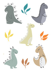 set of cute dinosaurs