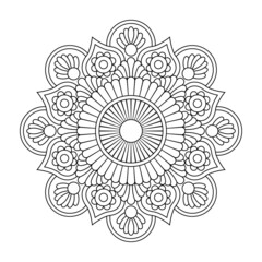 Isolated mandala in vector. Round line pattern. Vintage monochrome decorative element for coloring pages, tattoo, decoration