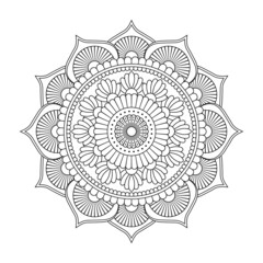 Isolated mandala in vector. Round line pattern. Vintage monochrome element for coloring pages, tattoo, decoration